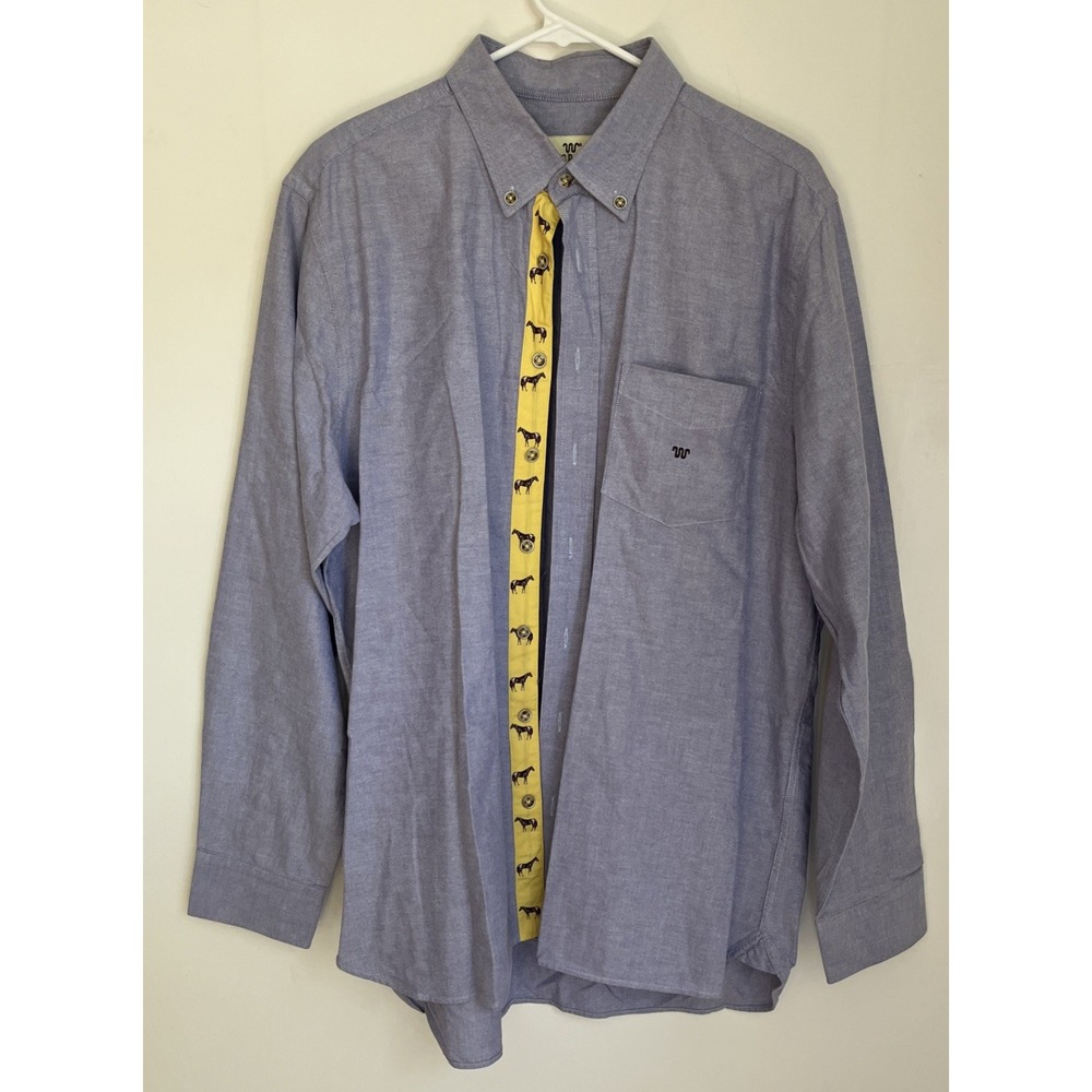 King Ranch Mens XL Horse Print Button-Down Main House Shirt Cast Metal Buttons